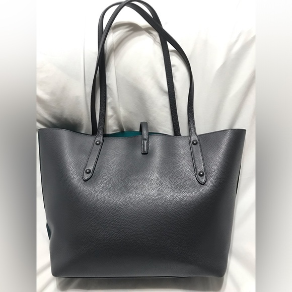 GUC Coach Market Tote, F58849, Dark  Gray, inside Teal - Picture 1 of 8